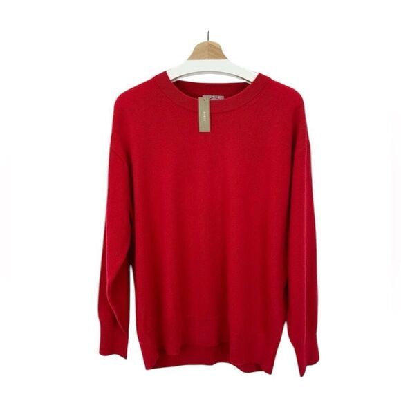 NWT J Crew Cashmere relaxed crewneck sweater in red - Picture 6 of 8